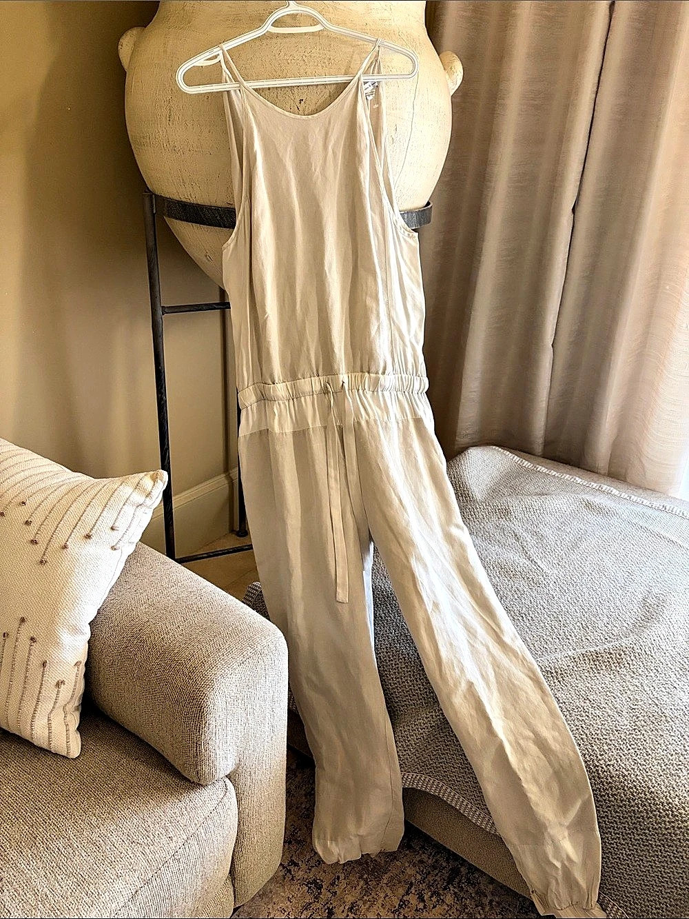 Young Fabulous & Broke Women's Wide Leg Jumpsuit Beige Large
